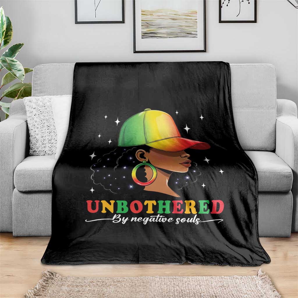 Afro African American Throw Blanket Unbothered By Negative Souls Black Sassy Queen