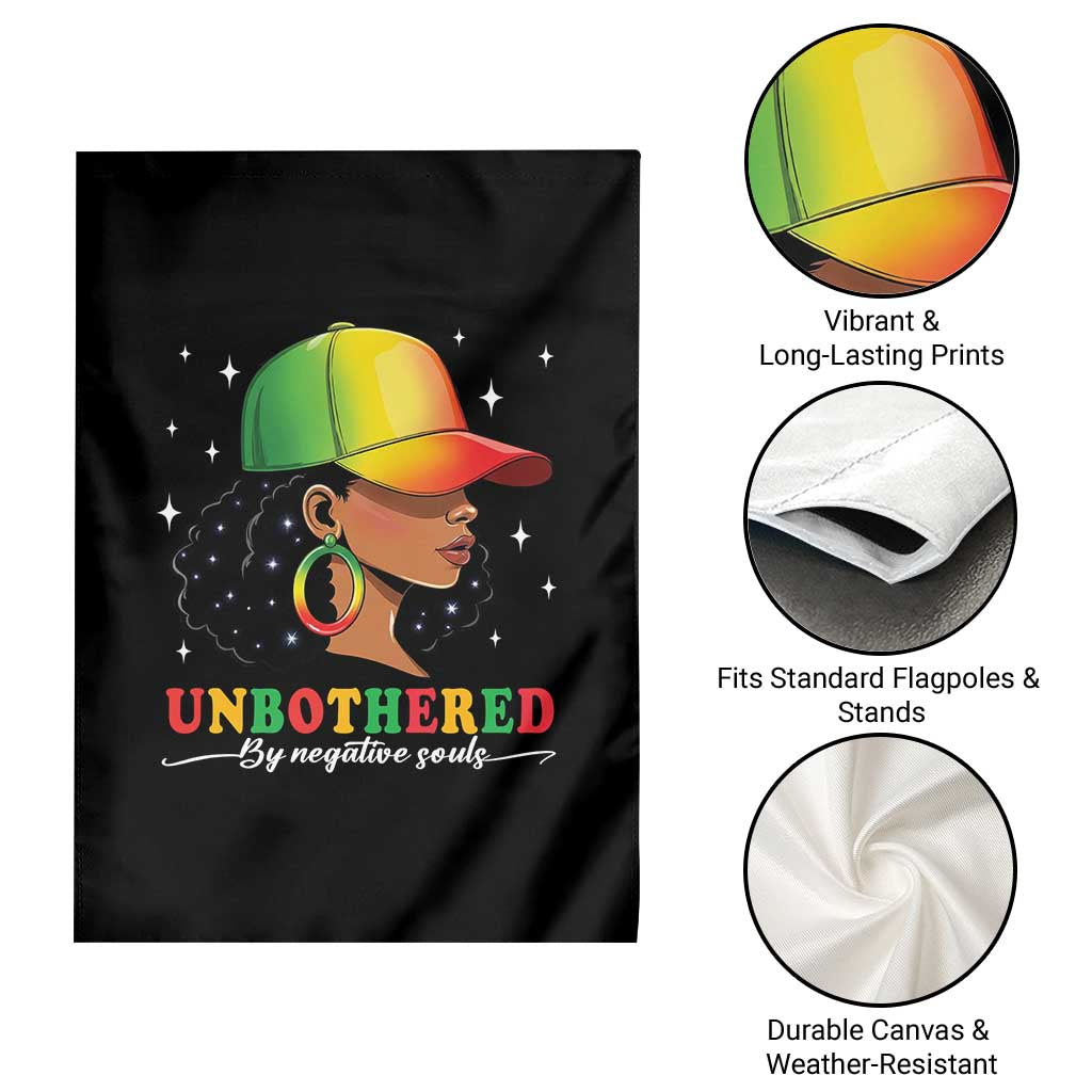 Afro African American Garden Flag Unbothered By Negative Souls Black Sassy Queen