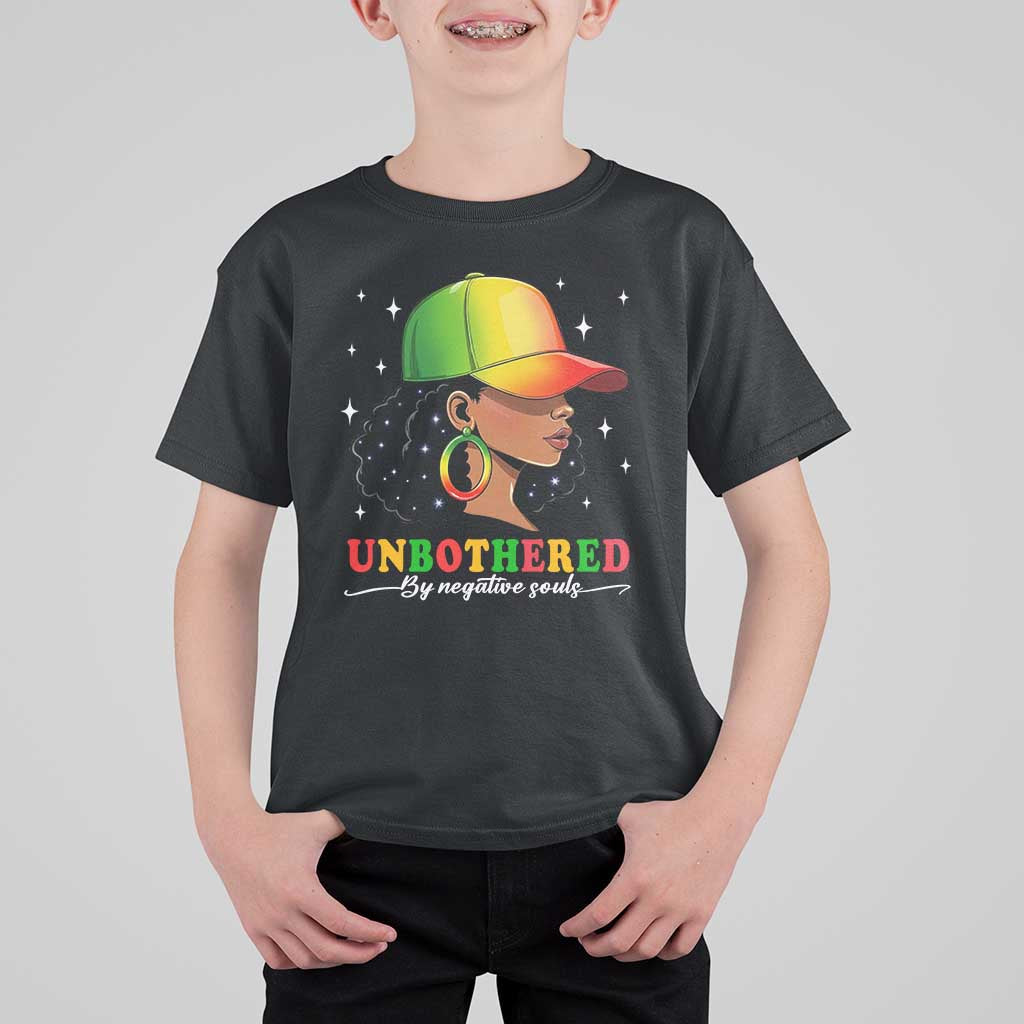Afro African American T Shirt For Kid Unbothered By Negative Souls Black Sassy Queen