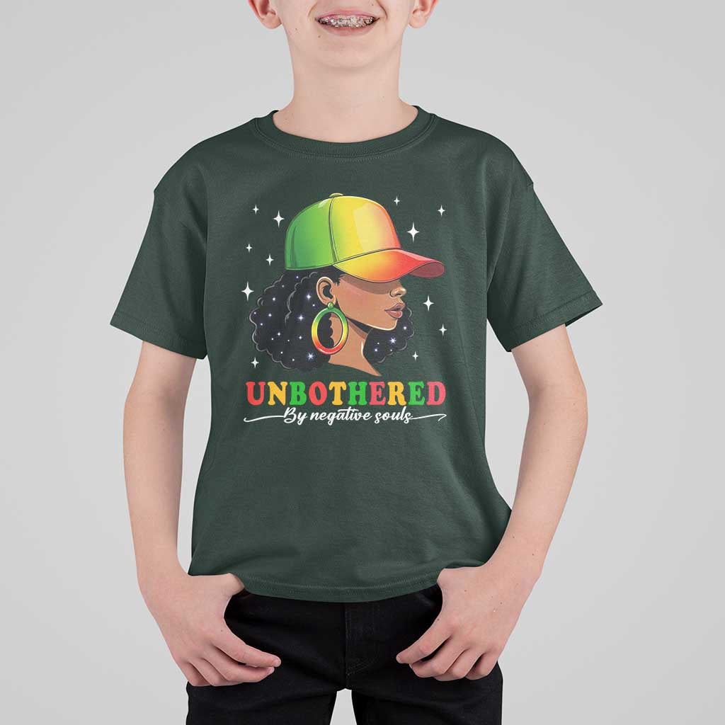 Afro African American T Shirt For Kid Unbothered By Negative Souls Black Sassy Queen