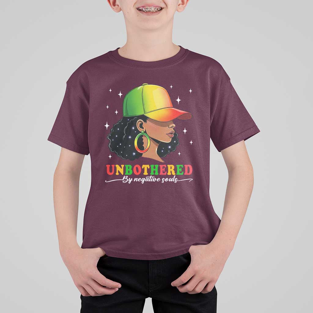 Afro African American T Shirt For Kid Unbothered By Negative Souls Black Sassy Queen