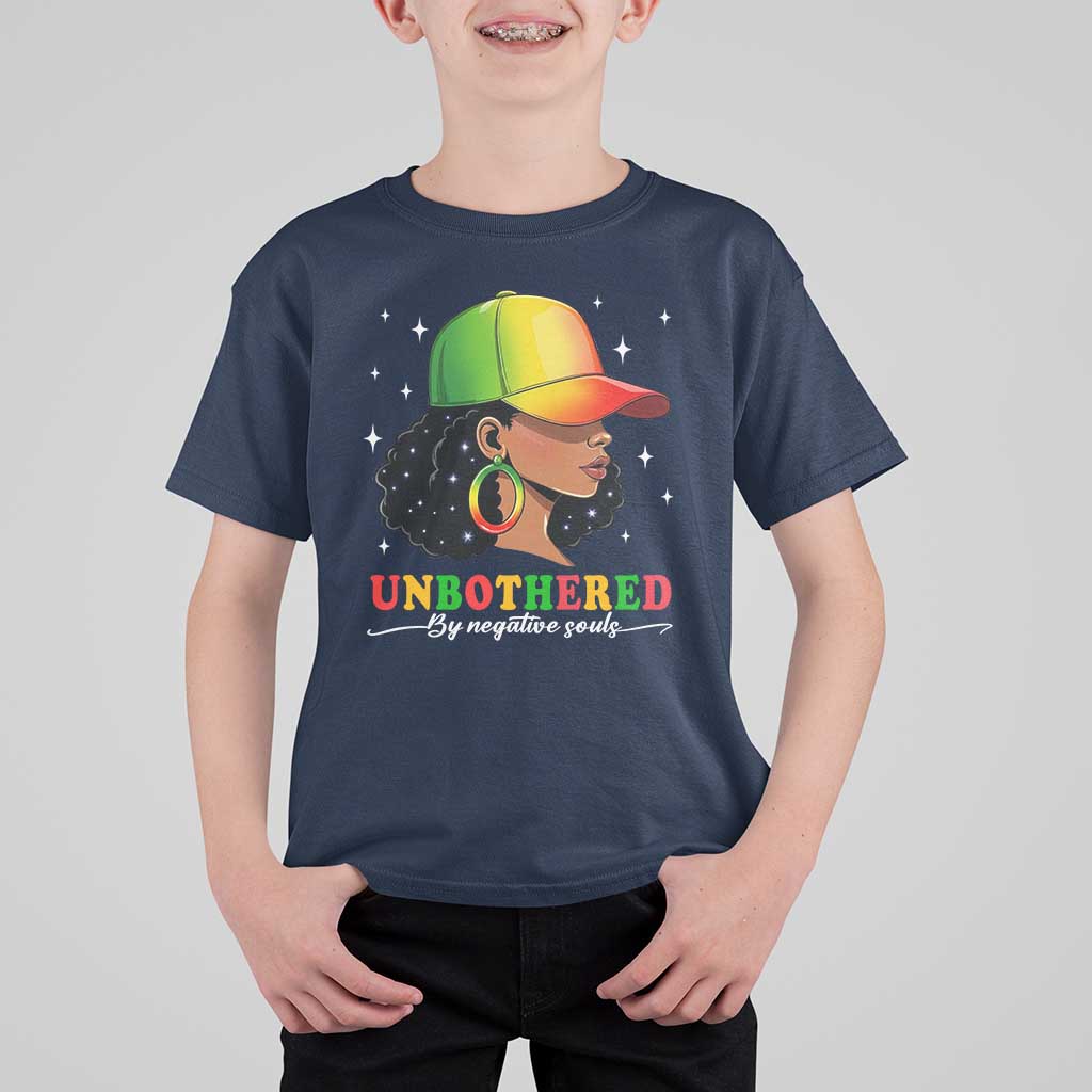 Afro African American T Shirt For Kid Unbothered By Negative Souls Black Sassy Queen