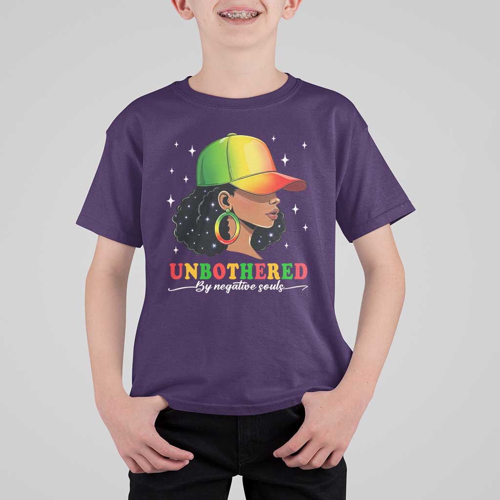 Afro African American T Shirt For Kid Unbothered By Negative Souls Black Sassy Queen