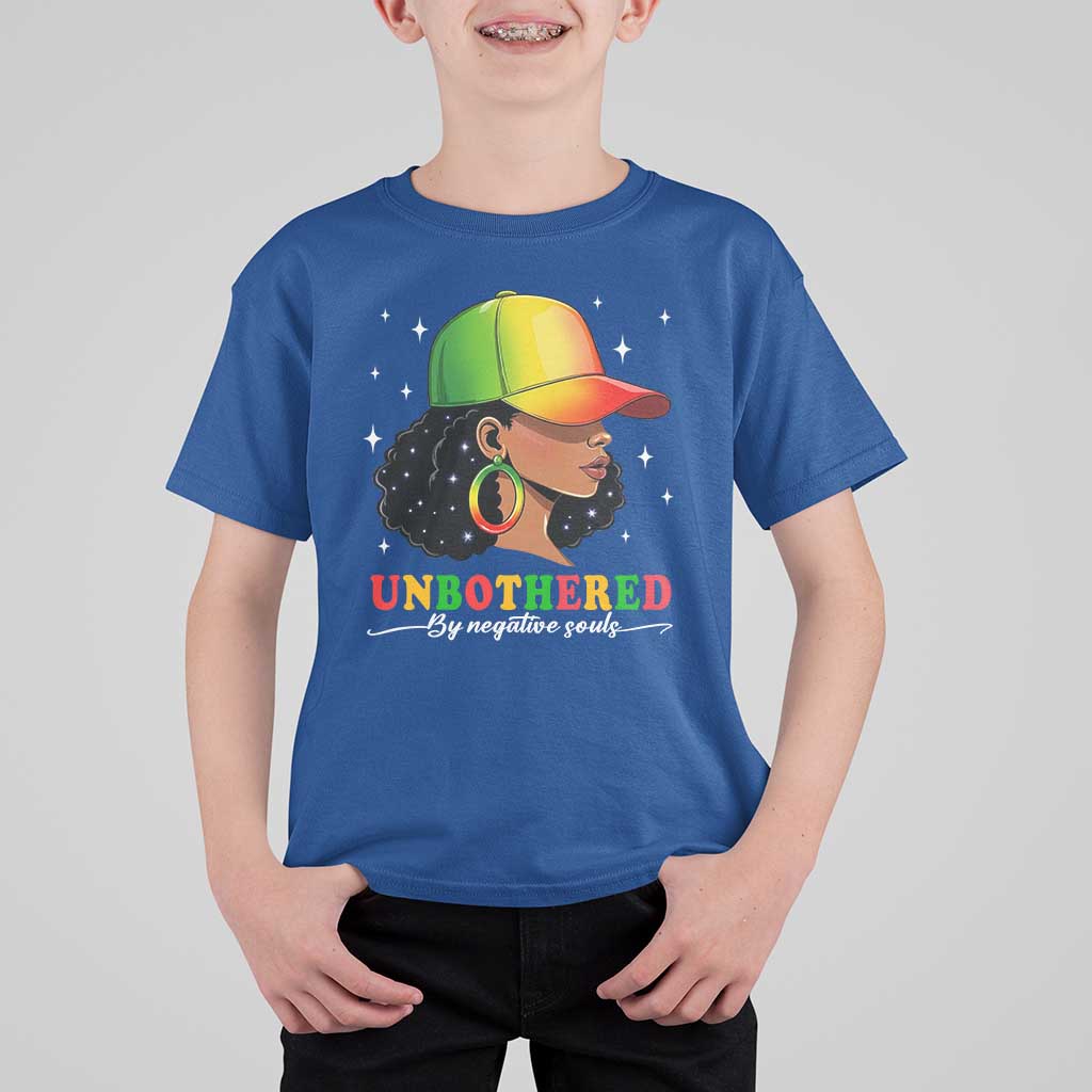 Afro African American T Shirt For Kid Unbothered By Negative Souls Black Sassy Queen