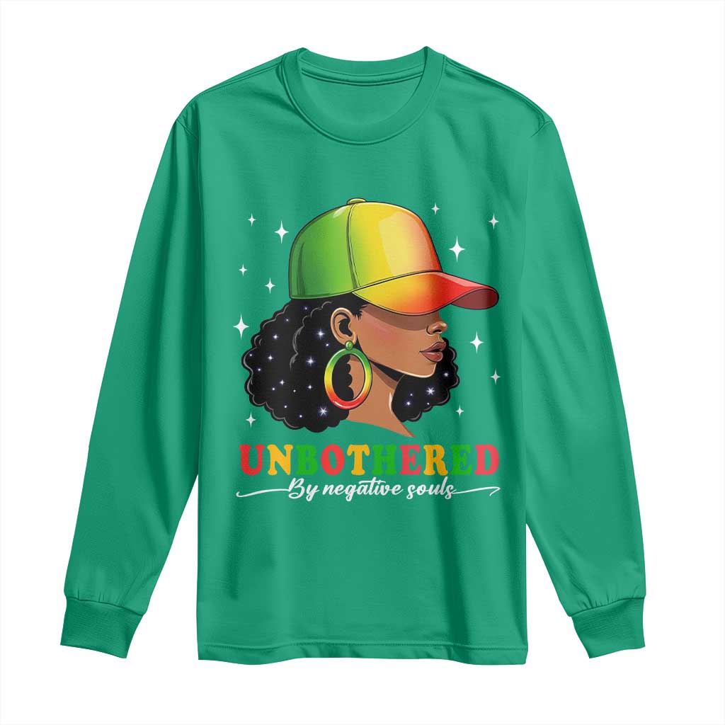 Afro African American Long Sleeve Shirt Unbothered By Negative Souls Black Sassy Queen