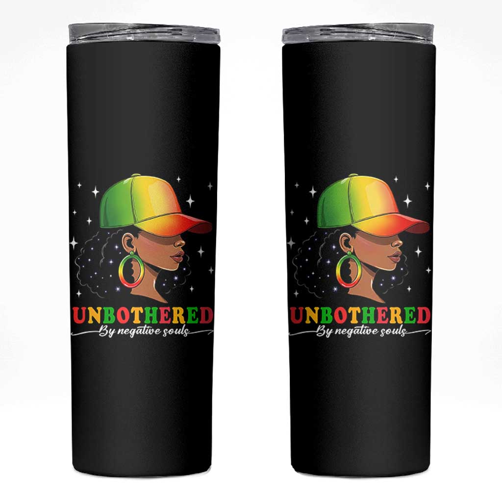 Afro African American Skinny Tumbler Unbothered By Negative Souls Black Sassy Queen