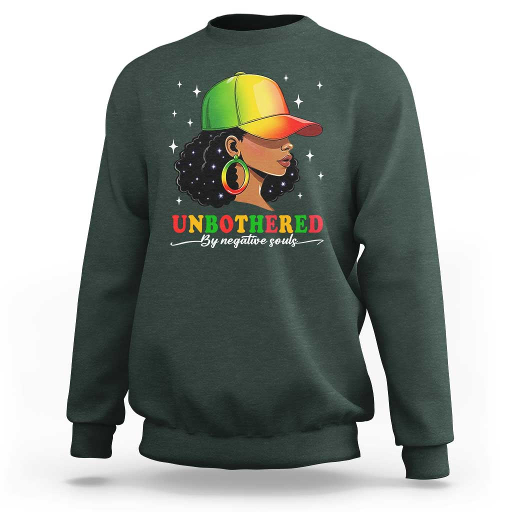 Afro African American Sweatshirt Unbothered By Negative Souls Black Sassy Queen