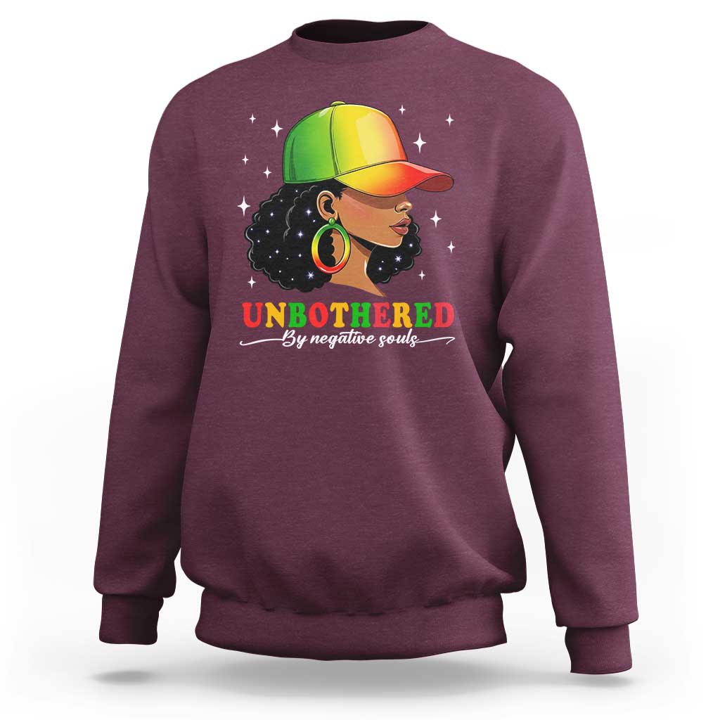 Afro African American Sweatshirt Unbothered By Negative Souls Black Sassy Queen