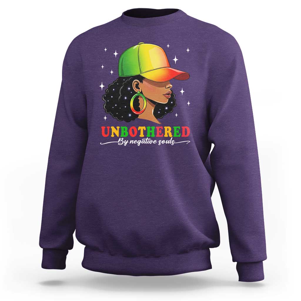 Afro African American Sweatshirt Unbothered By Negative Souls Black Sassy Queen
