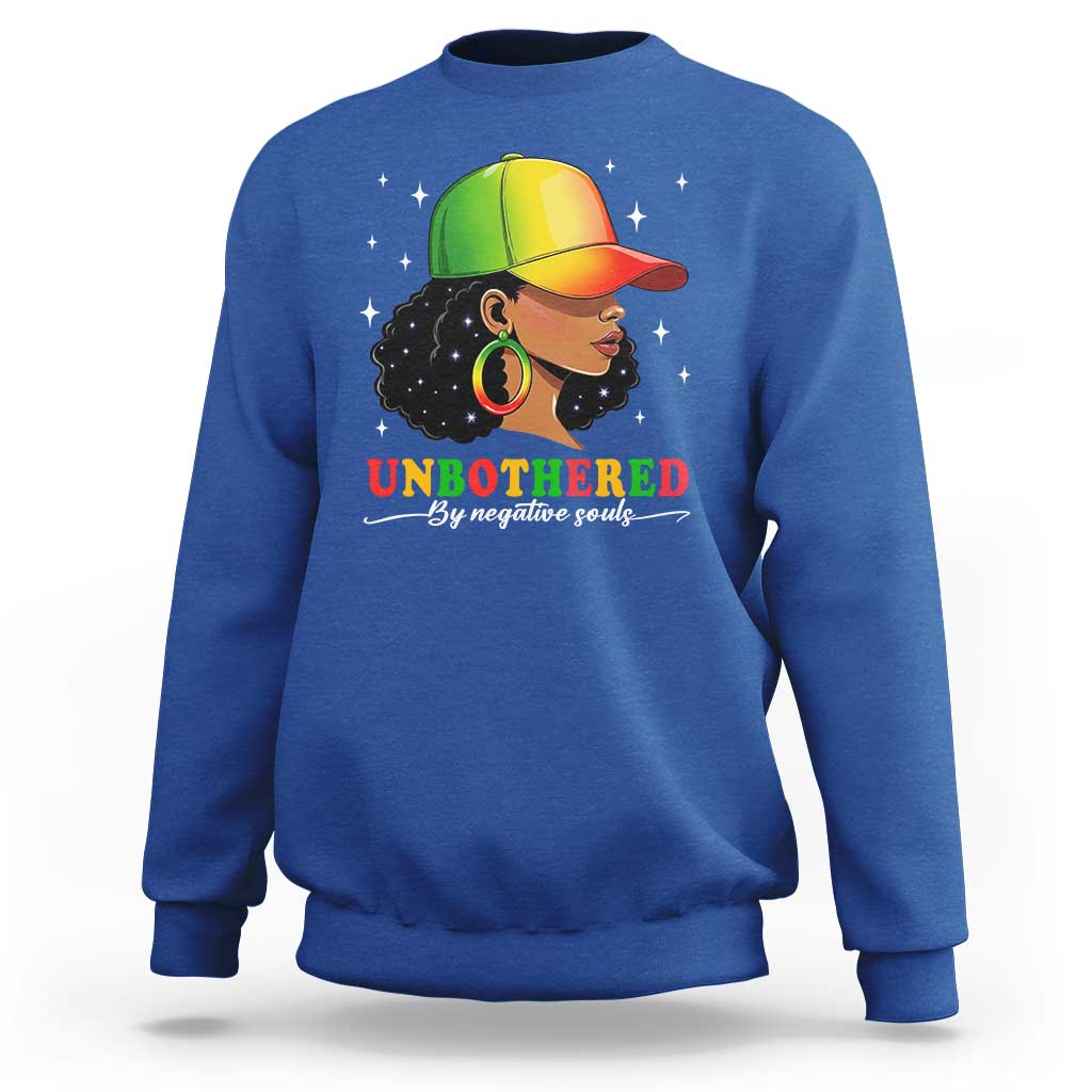 Afro African American Sweatshirt Unbothered By Negative Souls Black Sassy Queen