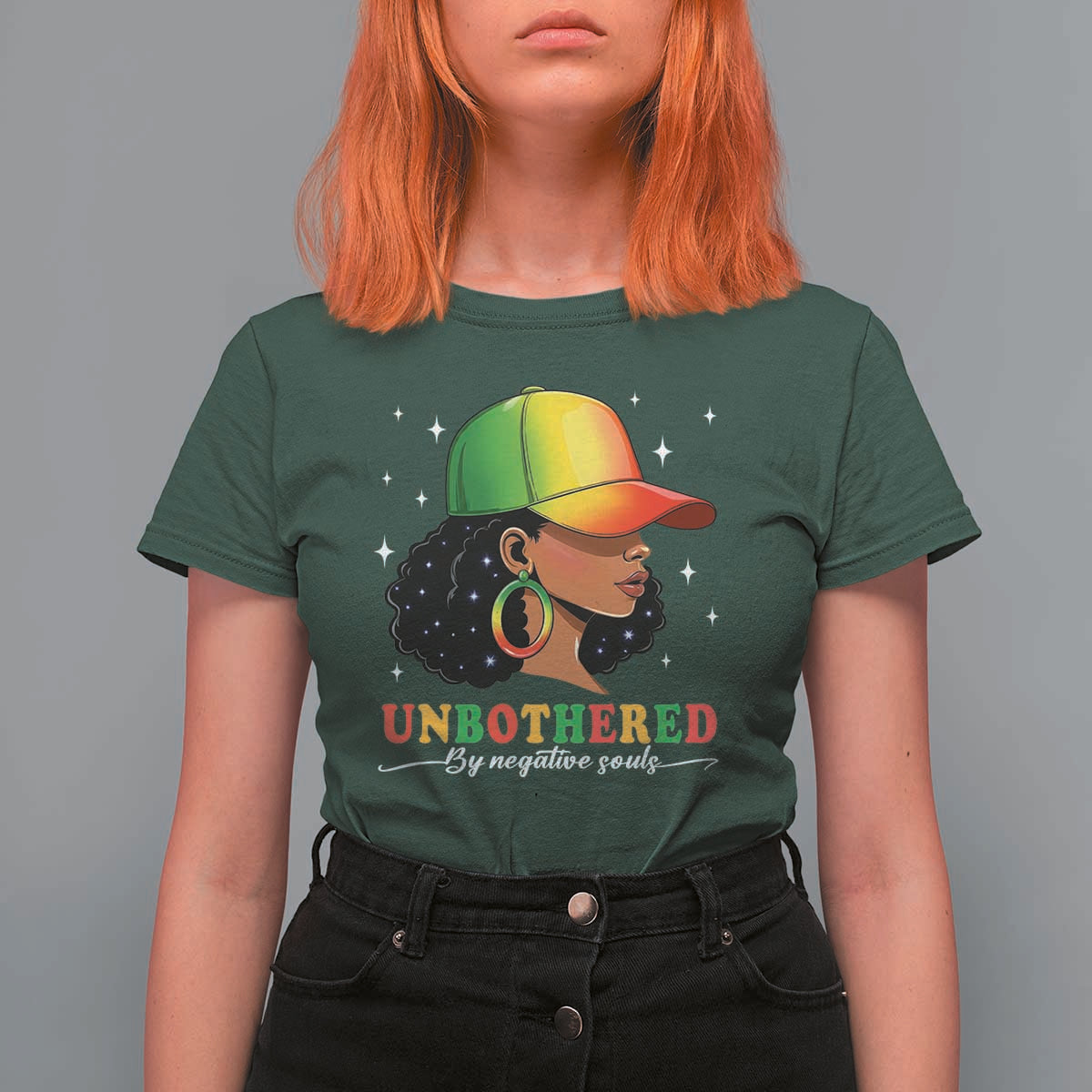 Afro African American T Shirt For Women Unbothered By Negative Souls Black Sassy Queen