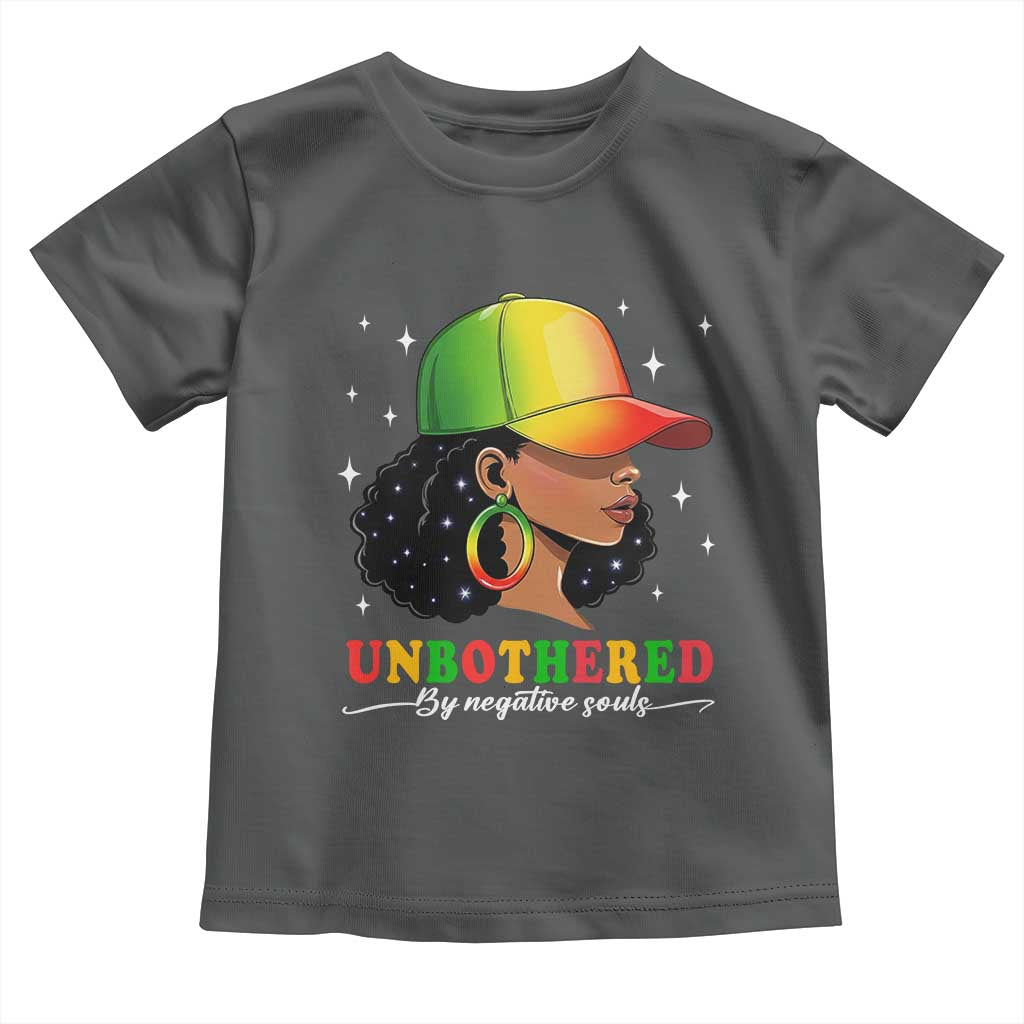 Afro African American Toddler T Shirt Unbothered By Negative Souls Black Sassy Queen