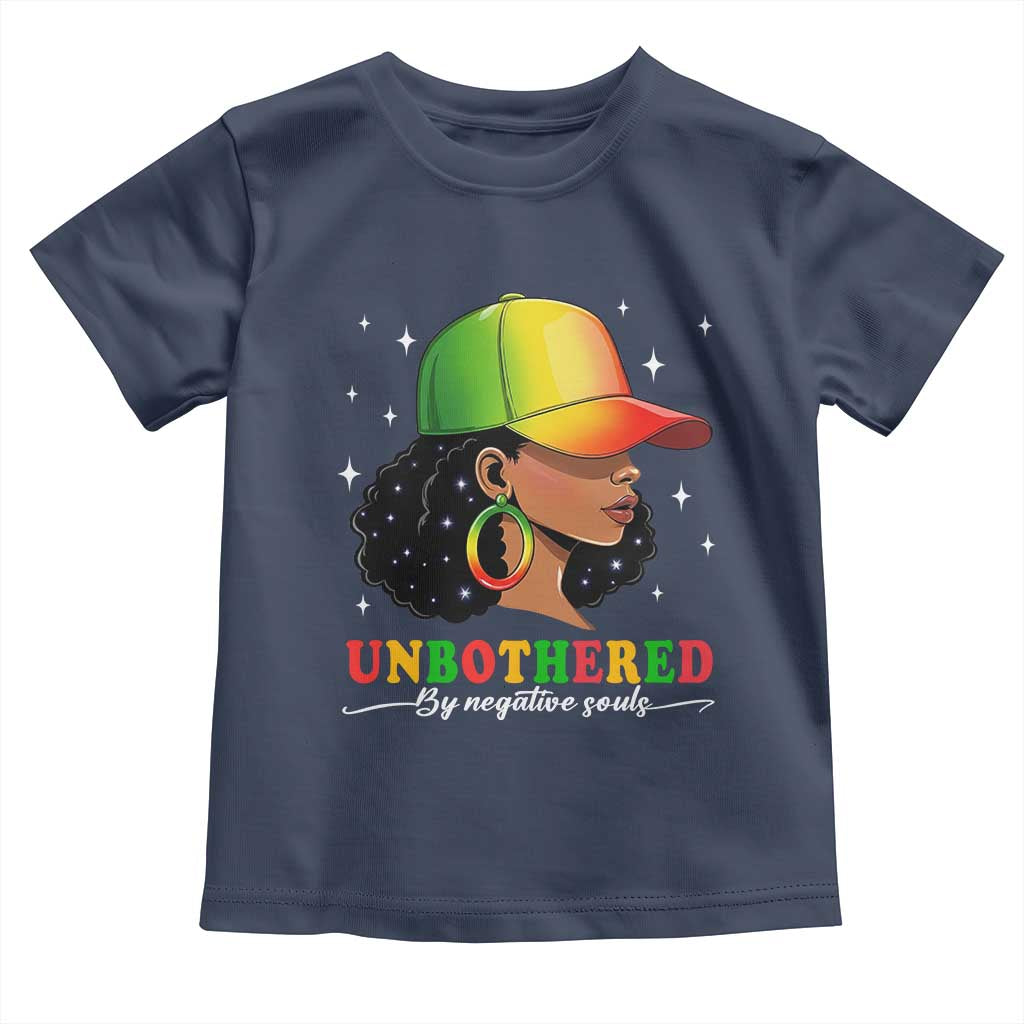 Afro African American Toddler T Shirt Unbothered By Negative Souls Black Sassy Queen