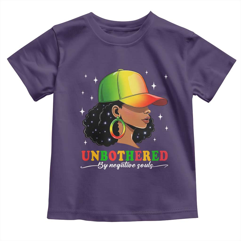 Afro African American Toddler T Shirt Unbothered By Negative Souls Black Sassy Queen