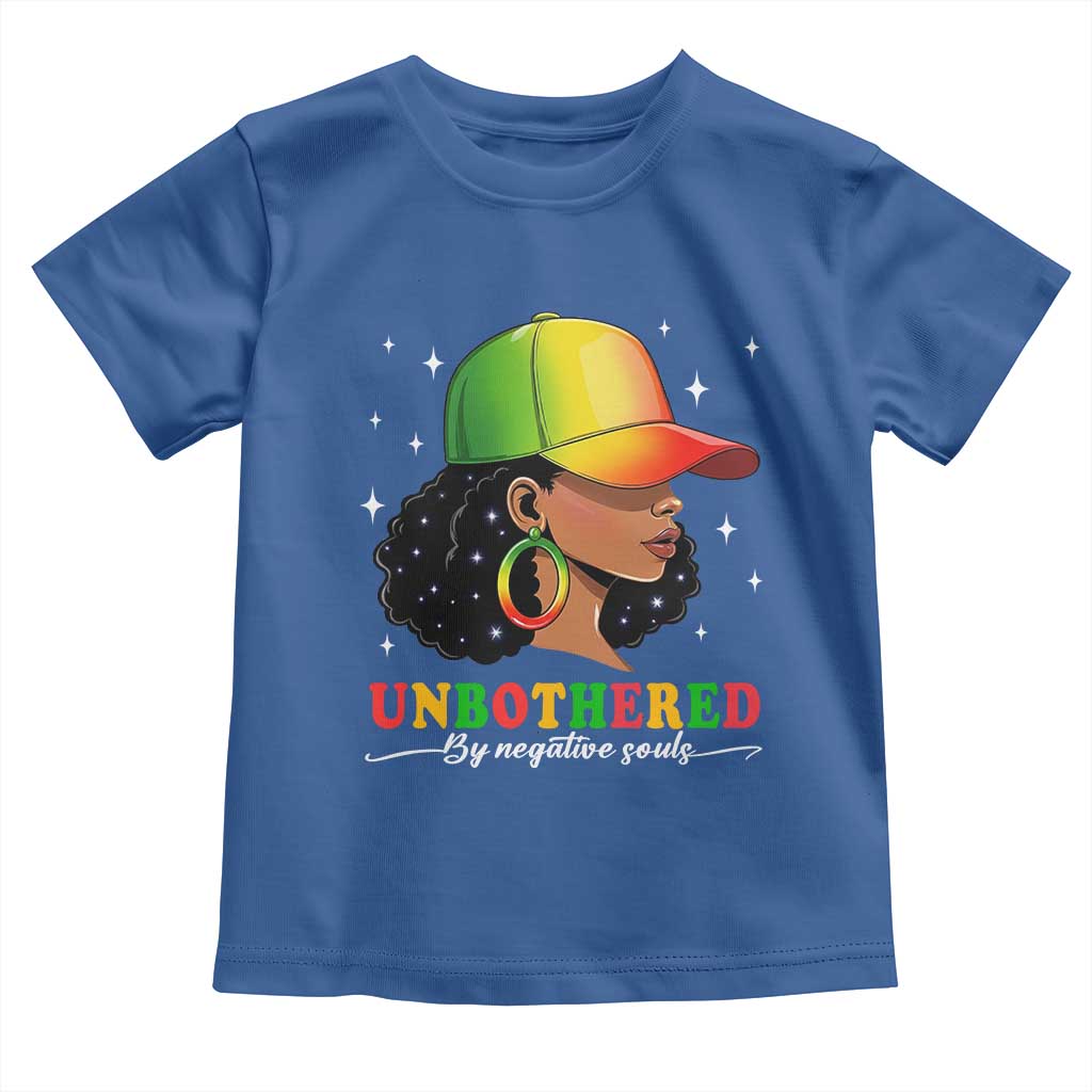 Afro African American Toddler T Shirt Unbothered By Negative Souls Black Sassy Queen