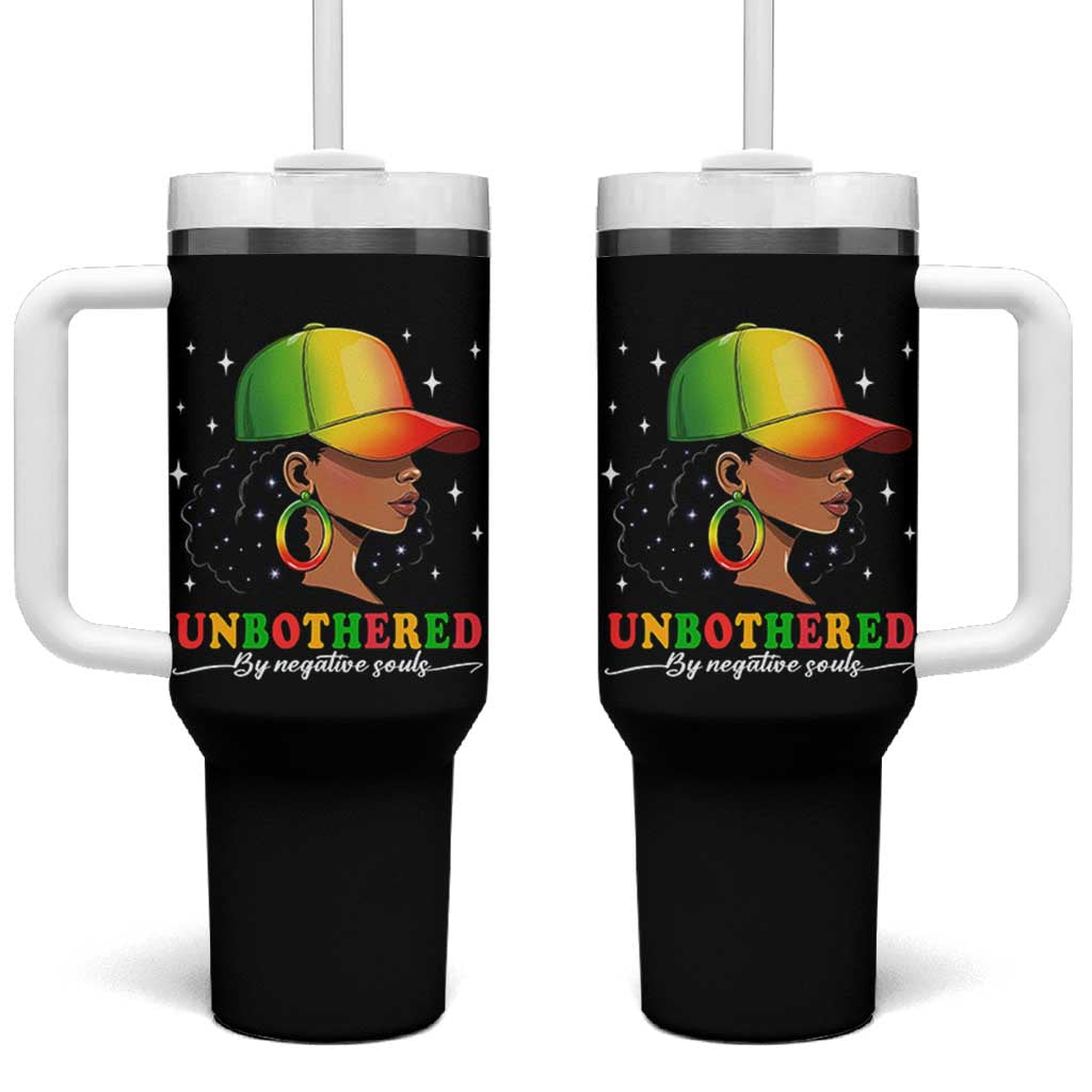 Afro African American Tumbler With Handle Unbothered By Negative Souls Black Sassy Queen
