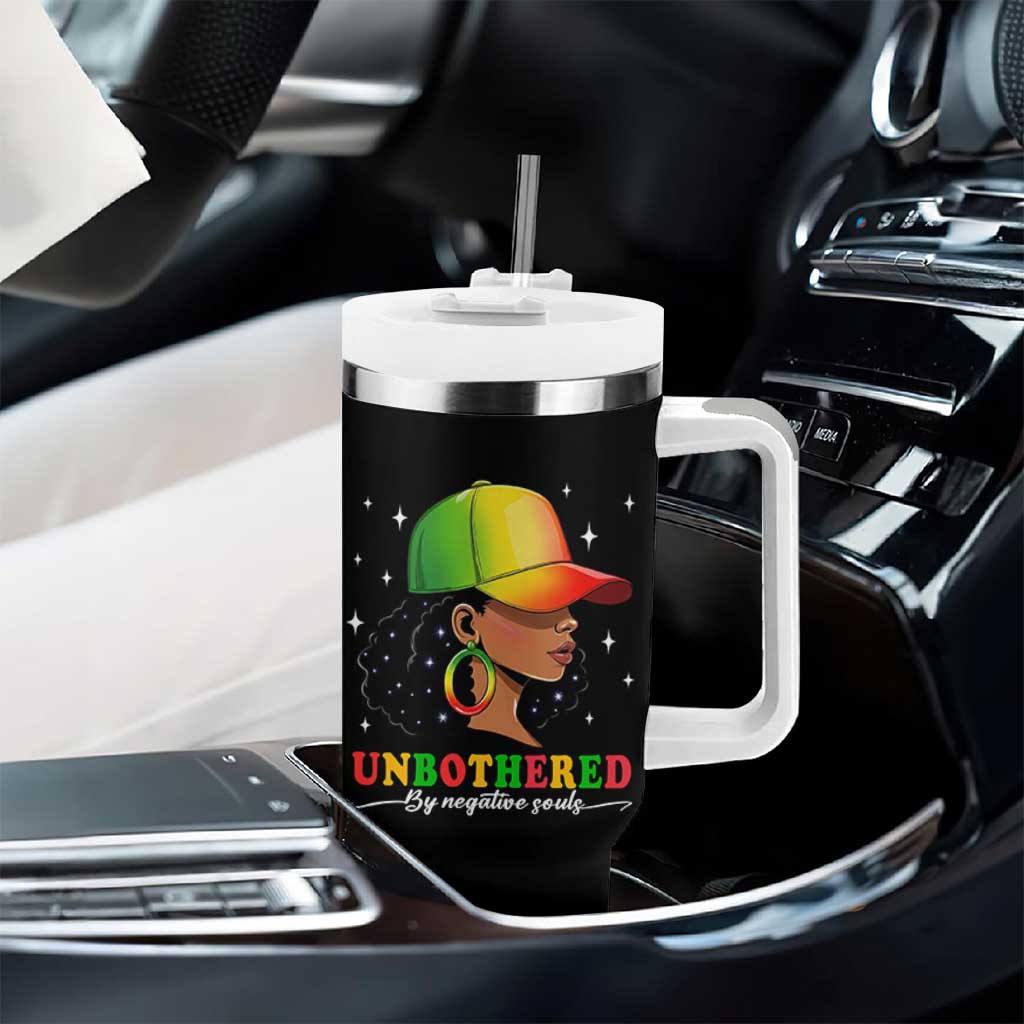 Afro African American Tumbler With Handle Unbothered By Negative Souls Black Sassy Queen