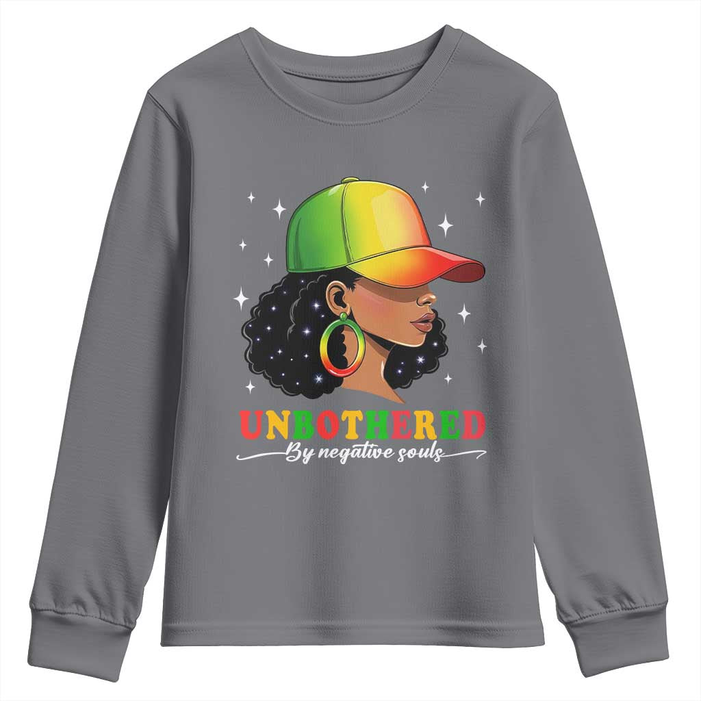 Afro African American Youth Sweatshirt Unbothered By Negative Souls Black Sassy Queen