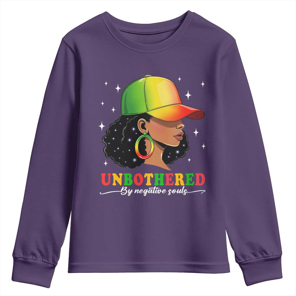 Afro African American Youth Sweatshirt Unbothered By Negative Souls Black Sassy Queen