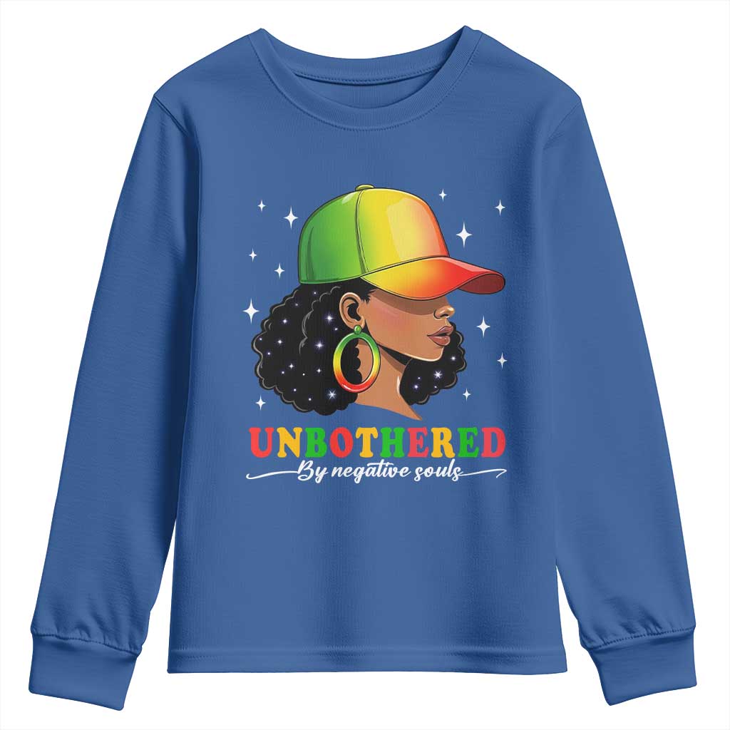 Afro African American Youth Sweatshirt Unbothered By Negative Souls Black Sassy Queen