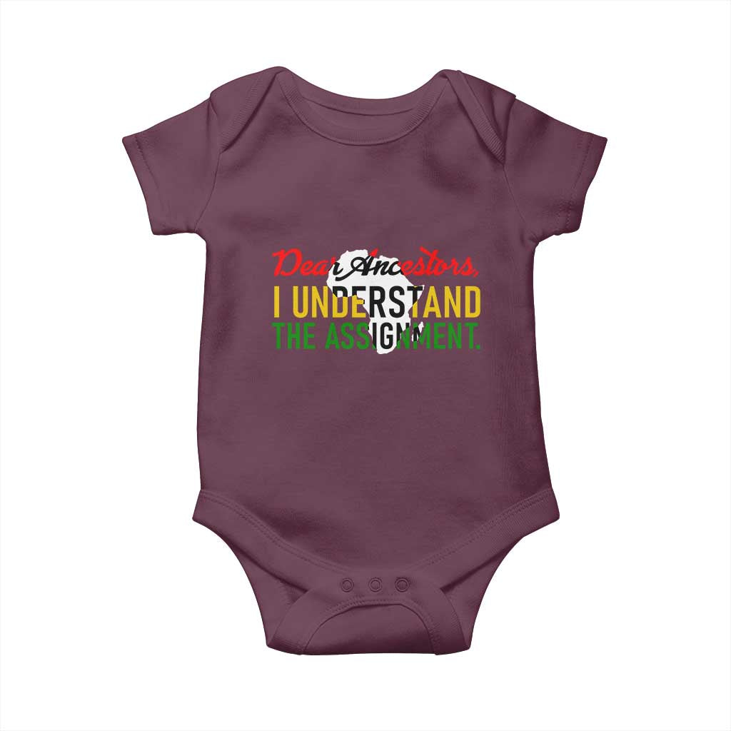 Black History Baby Onesie Dear Ancestors I Understand The Assignment