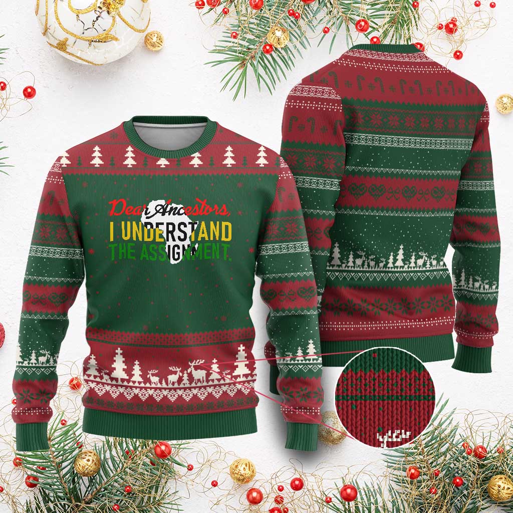Black History Ugly Christmas Sweater Dear Ancestors I Understand The Assignment