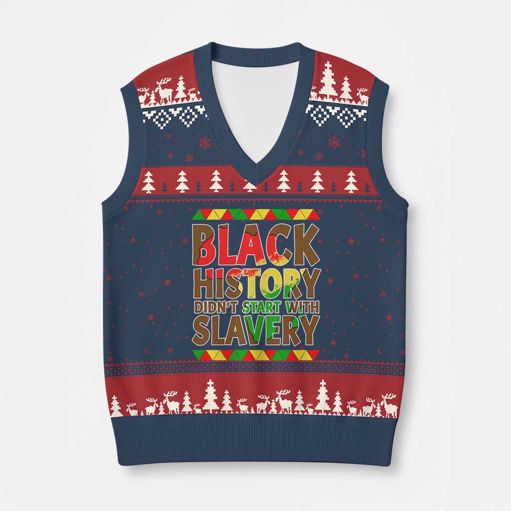 Black History Month V-Neck Knit Sweater Vest Black History Month Didn't Start With Slavery