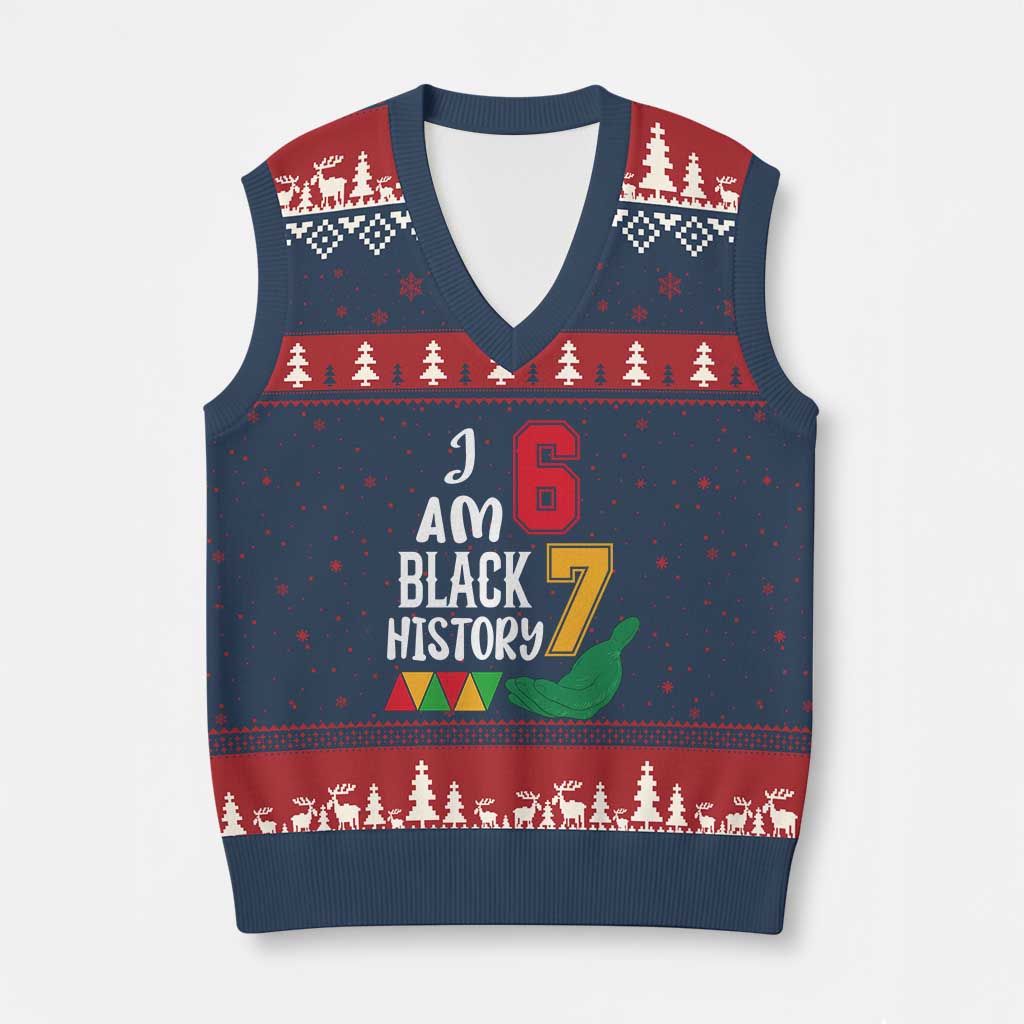 Funny Six Seven African American V-Neck Knit Sweater Vest Black History Month