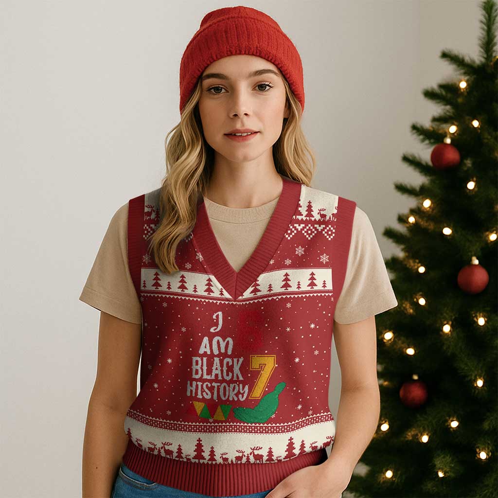 Funny Six Seven African American V-Neck Knit Sweater Vest Black History Month