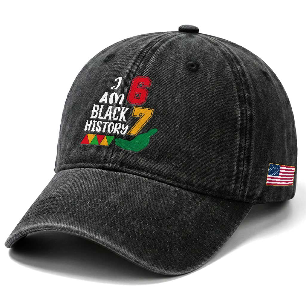 Funny Six Seven African American Washed Cotton Baseball Cap Black History Month