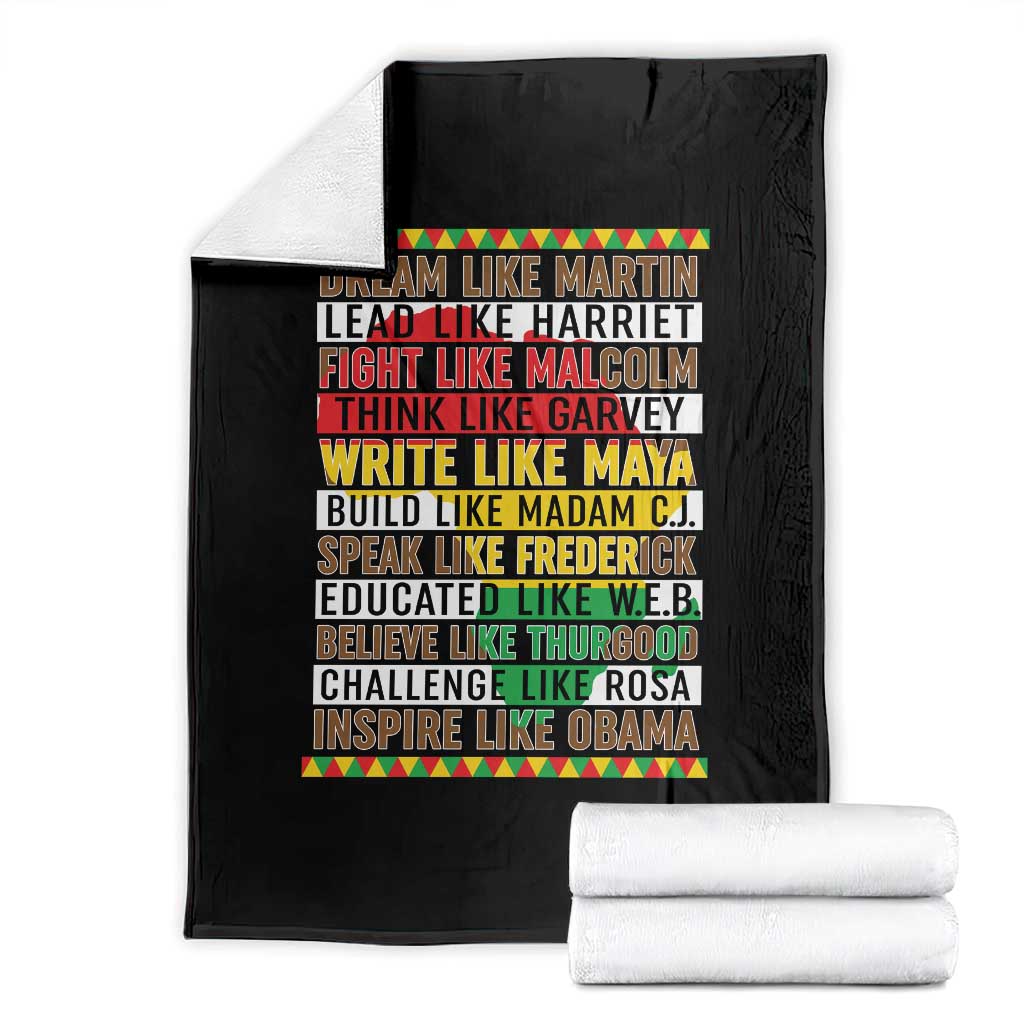 Black History Month Throw Blanket Dream Like Martin Lead Like Harriet