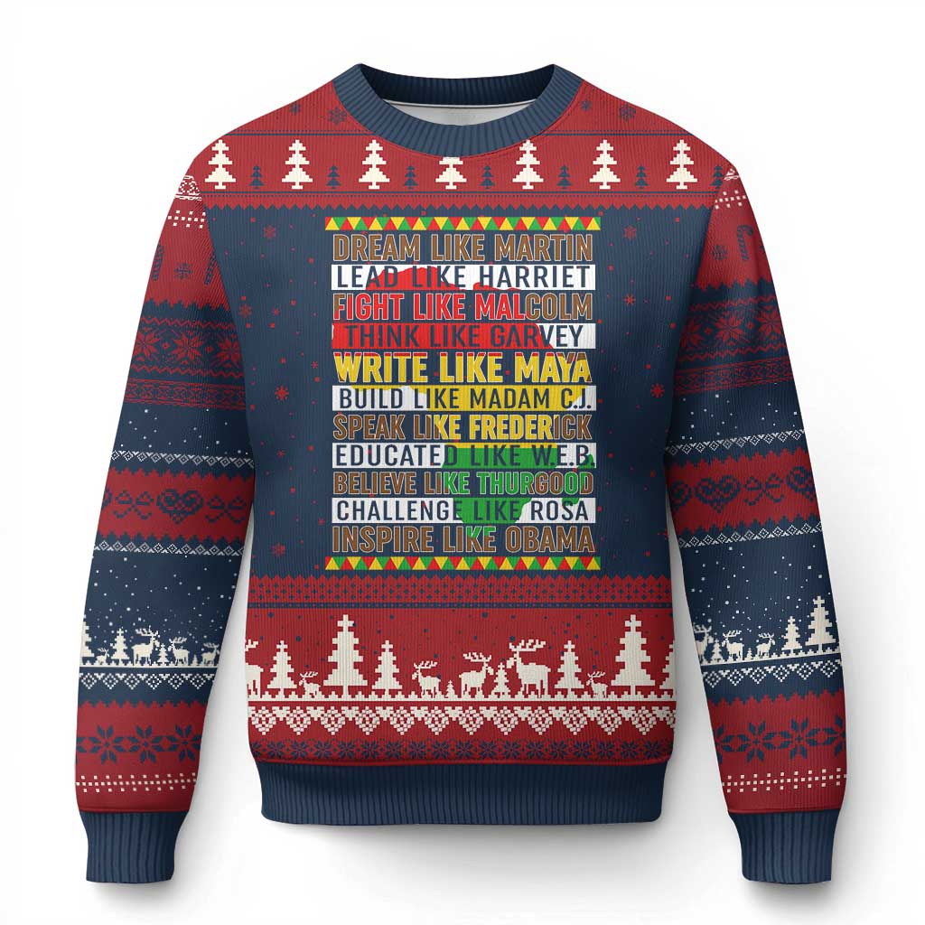 Black History Month Ugly Christmas Sweater Dream Like Martin Lead Like Harriet