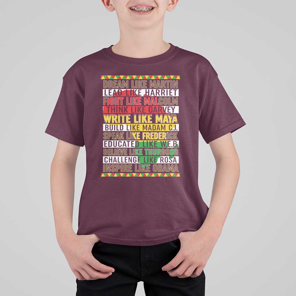 Black History Month T Shirt For Kid Dream Like Martin Lead Like Harriet