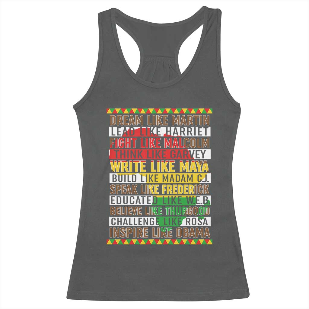 Black History Month Racerback Tank Top Dream Like Martin Lead Like Harriet