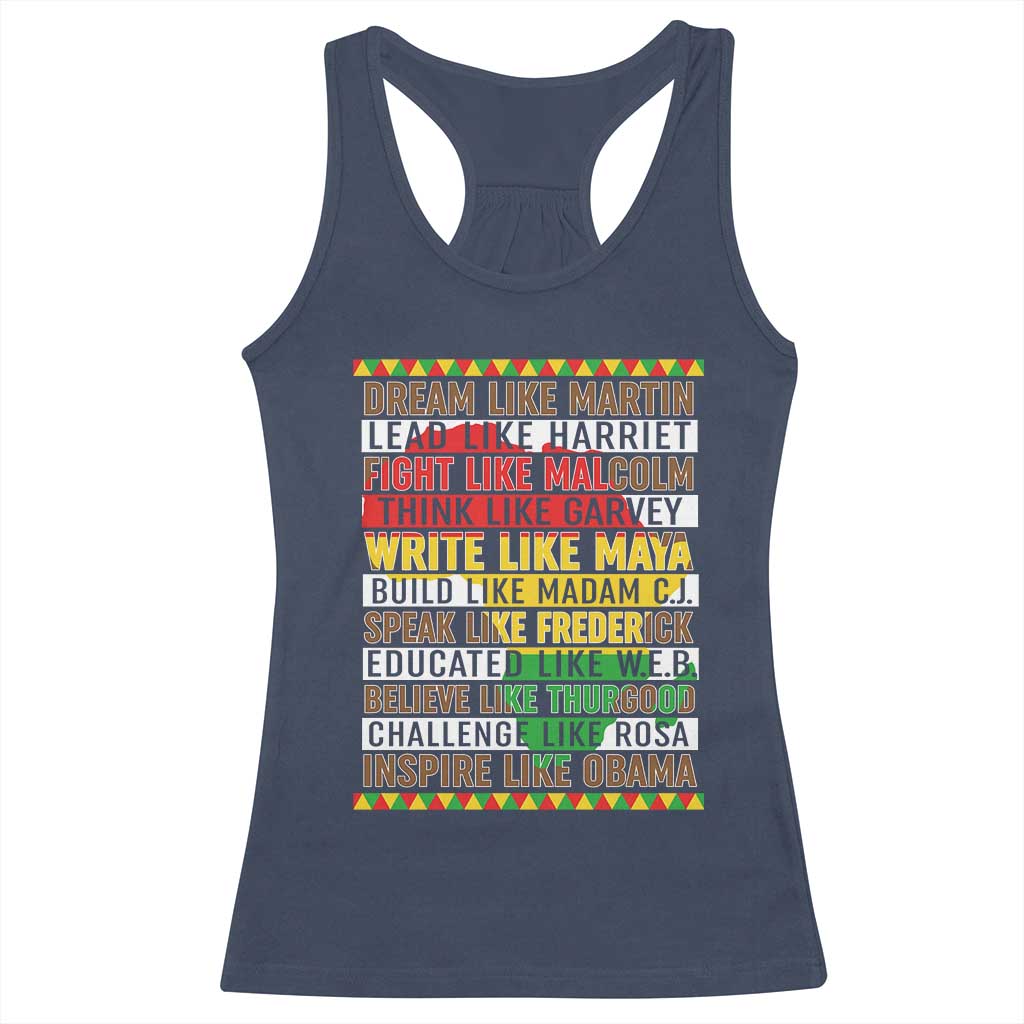 Black History Month Racerback Tank Top Dream Like Martin Lead Like Harriet