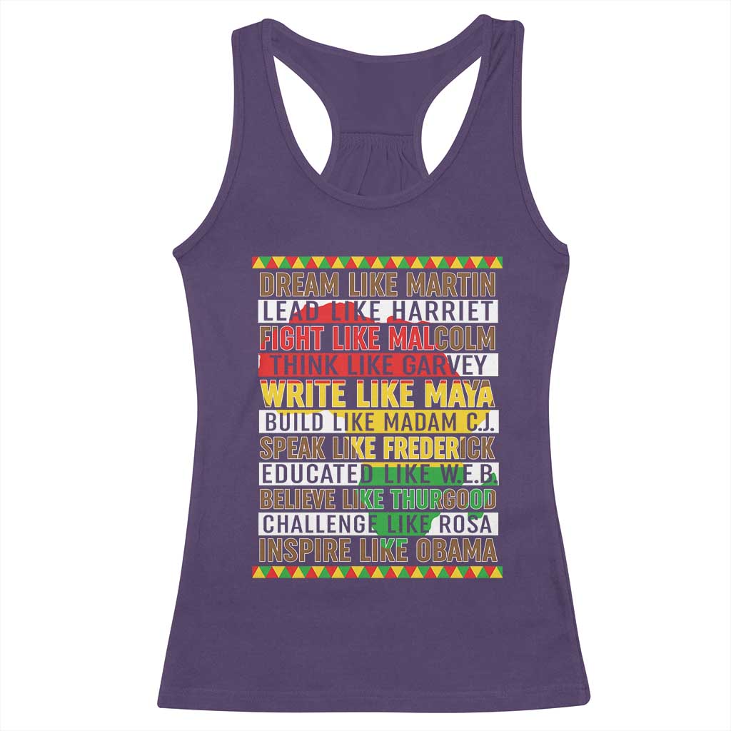 Black History Month Racerback Tank Top Dream Like Martin Lead Like Harriet