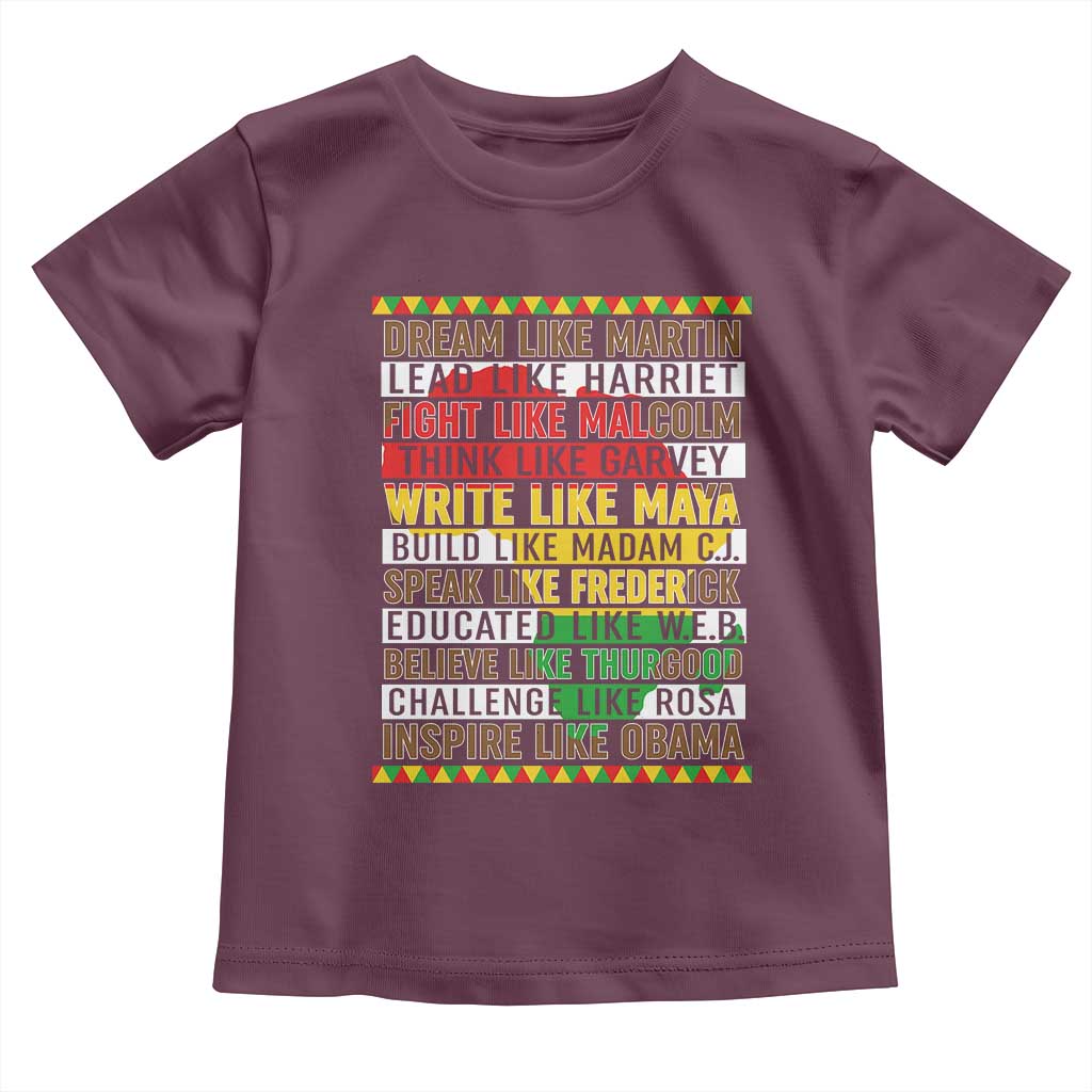 Black History Month Toddler T Shirt Dream Like Martin Lead Like Harriet