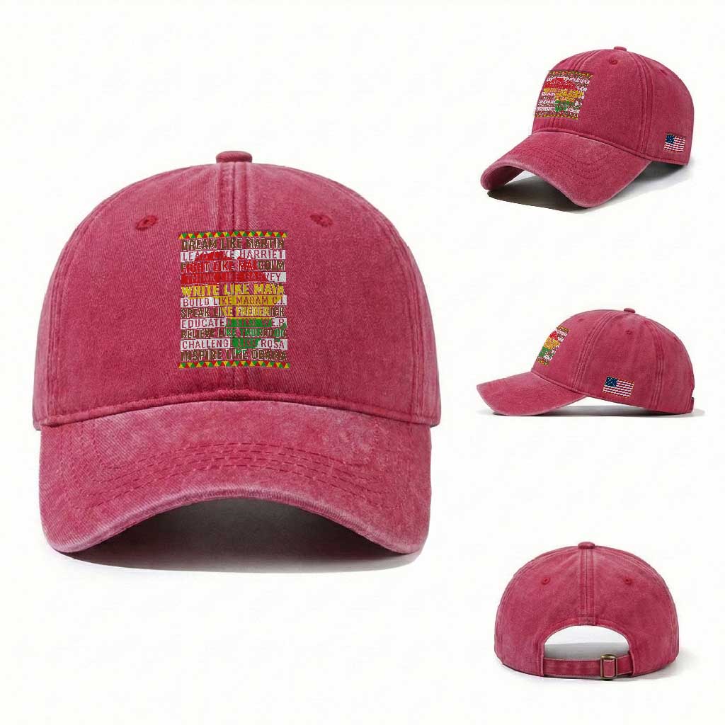 Black History Month Washed Cotton Baseball Cap Dream Like Martin Lead Like Harriet