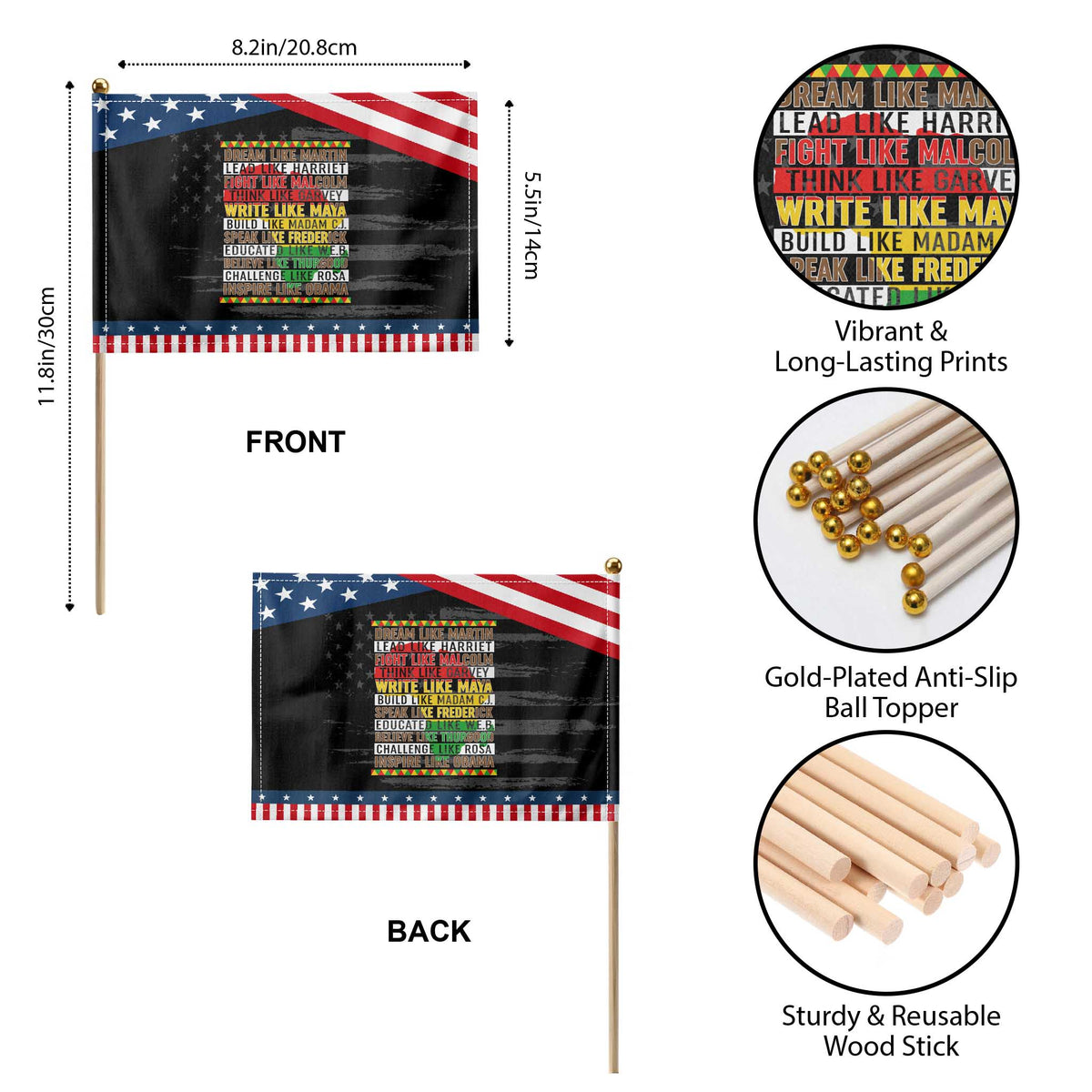 Black History Month Patriotic Handheld Flag Dream Like Martin Lead Like Harriet
