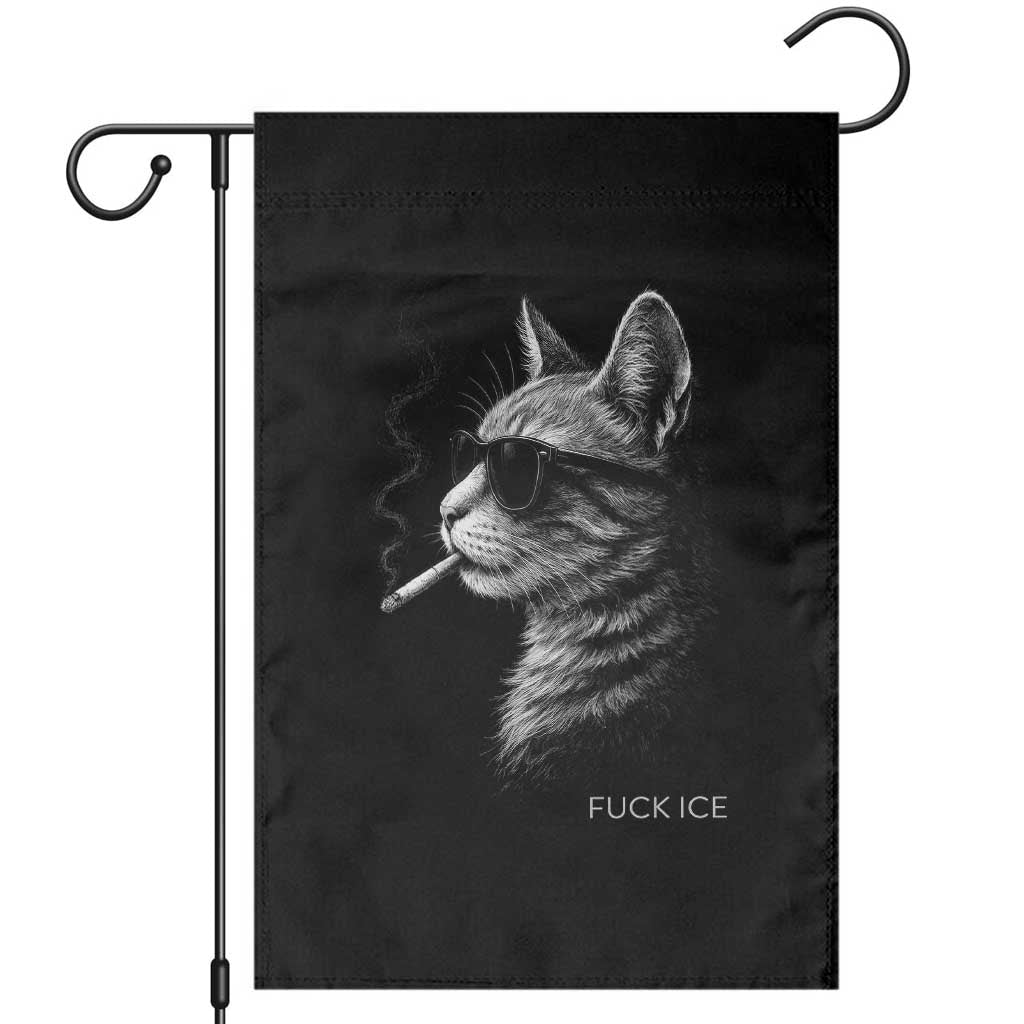 Fck Ice Garden Flag Funny Cat  Smoking Anti ICE Meme