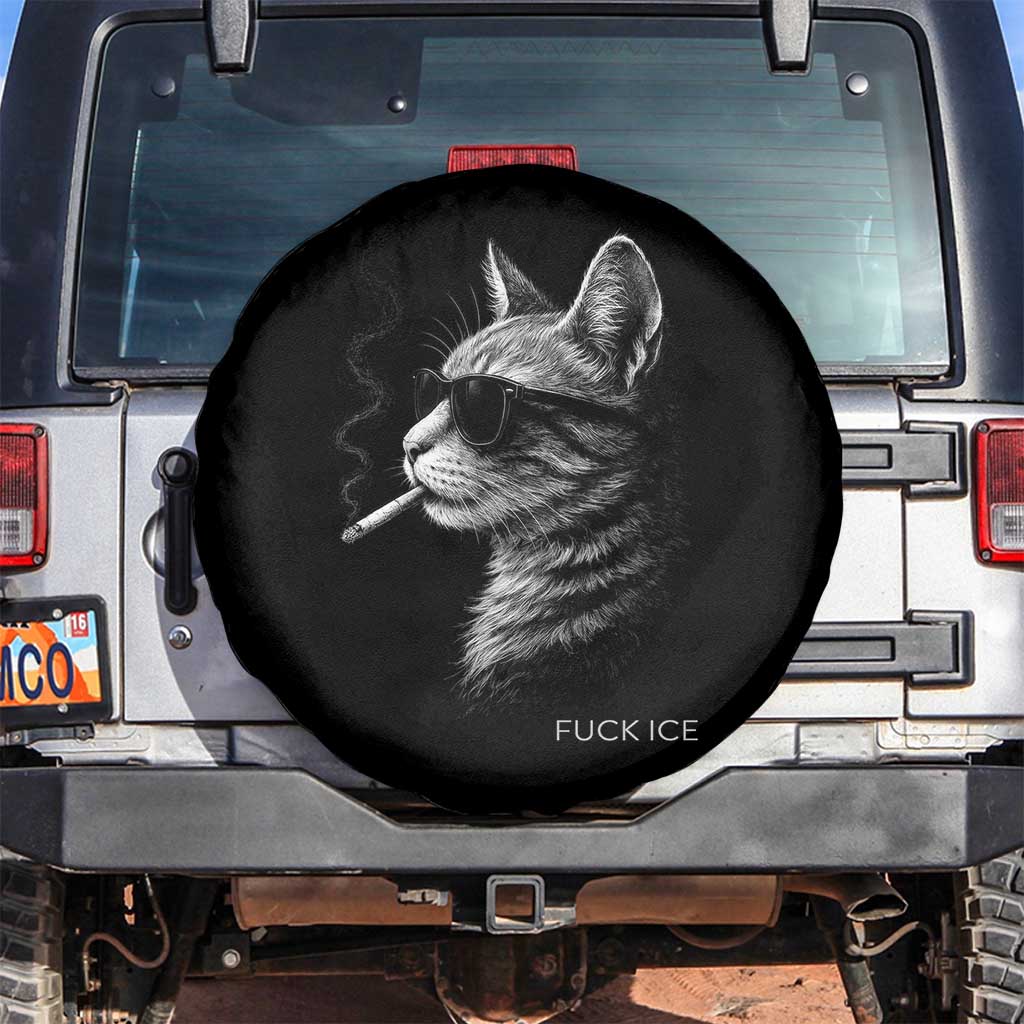 Fck Ice Spare Tire Cover Funny Cat  Smoking Anti ICE Meme