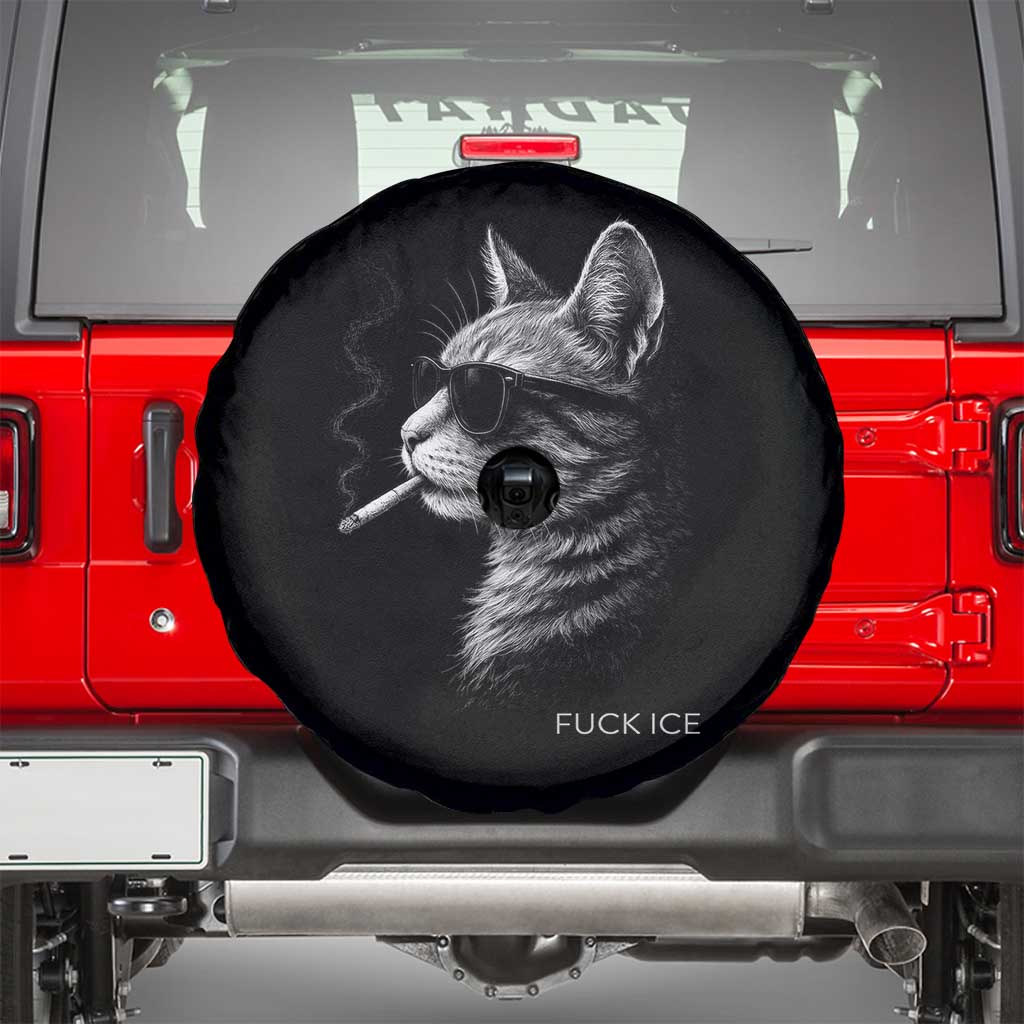 Fck Ice Spare Tire Cover Funny Cat  Smoking Anti ICE Meme