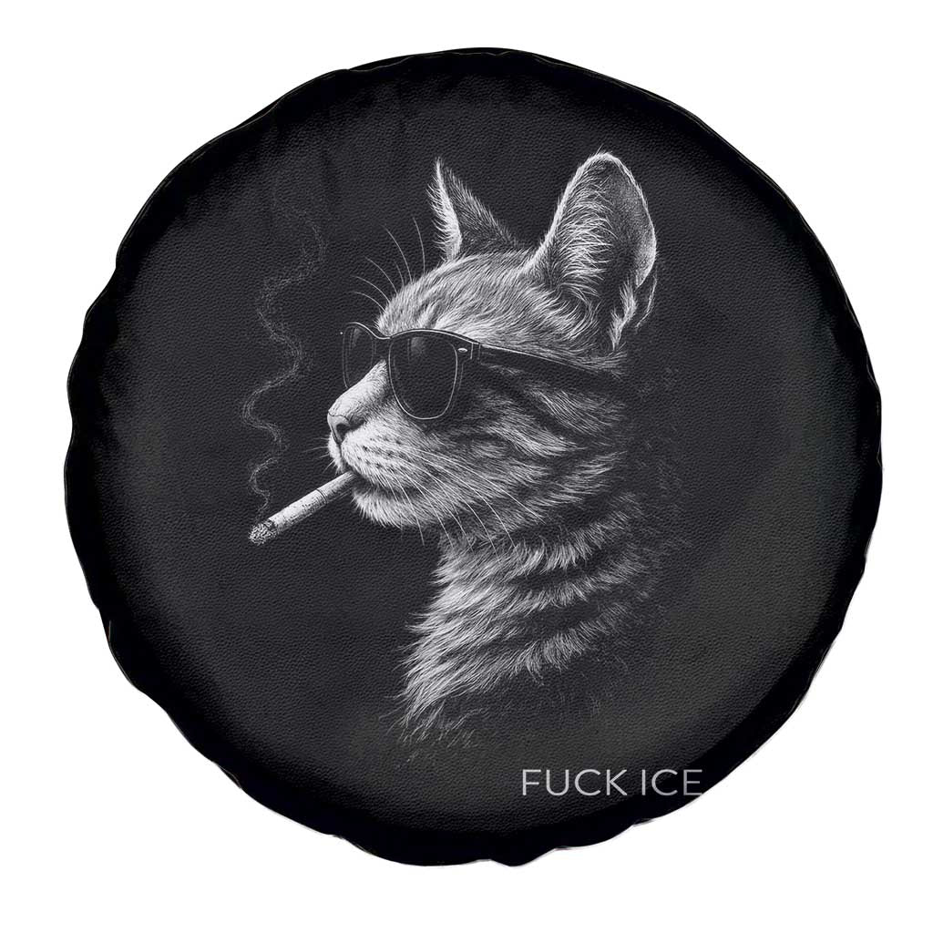 Fck Ice Spare Tire Cover Funny Cat  Smoking Anti ICE Meme