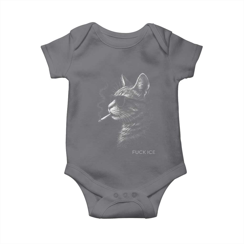 Fck Ice Baby Onesie Funny Cat  Smoking Anti ICE Meme