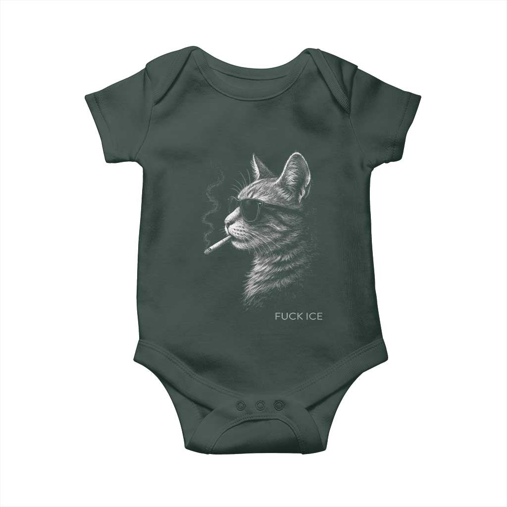 Fck Ice Baby Onesie Funny Cat  Smoking Anti ICE Meme