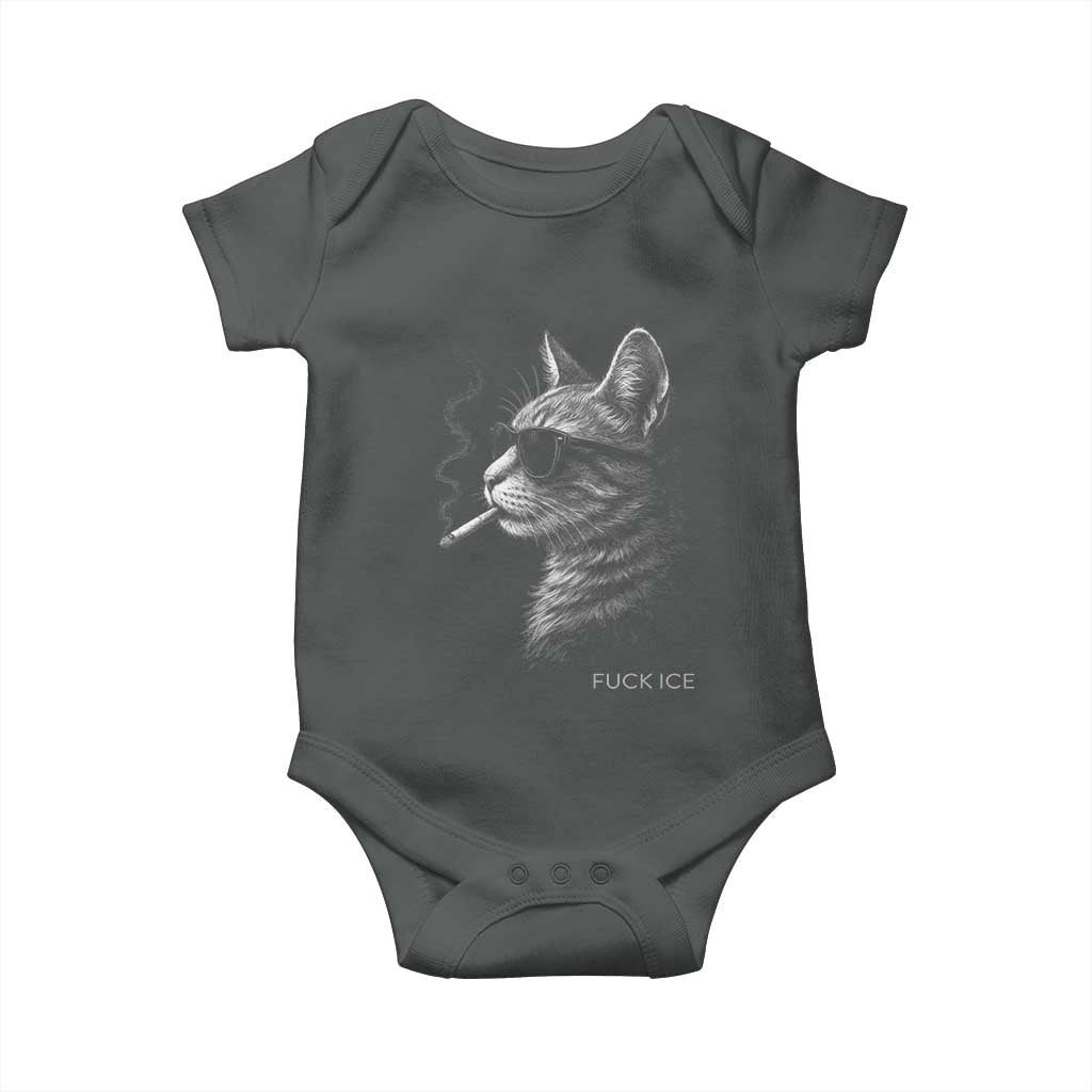 Fck Ice Baby Onesie Funny Cat  Smoking Anti ICE Meme