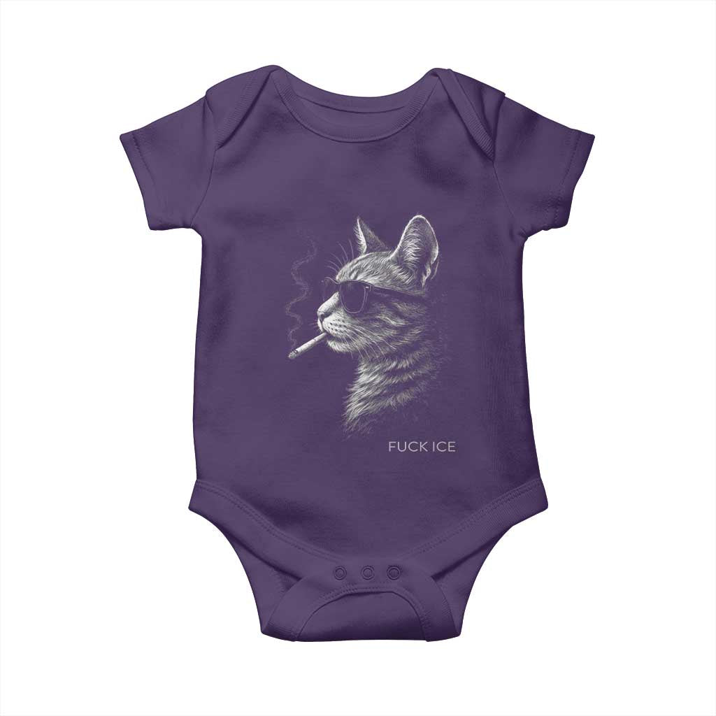 Fck Ice Baby Onesie Funny Cat  Smoking Anti ICE Meme