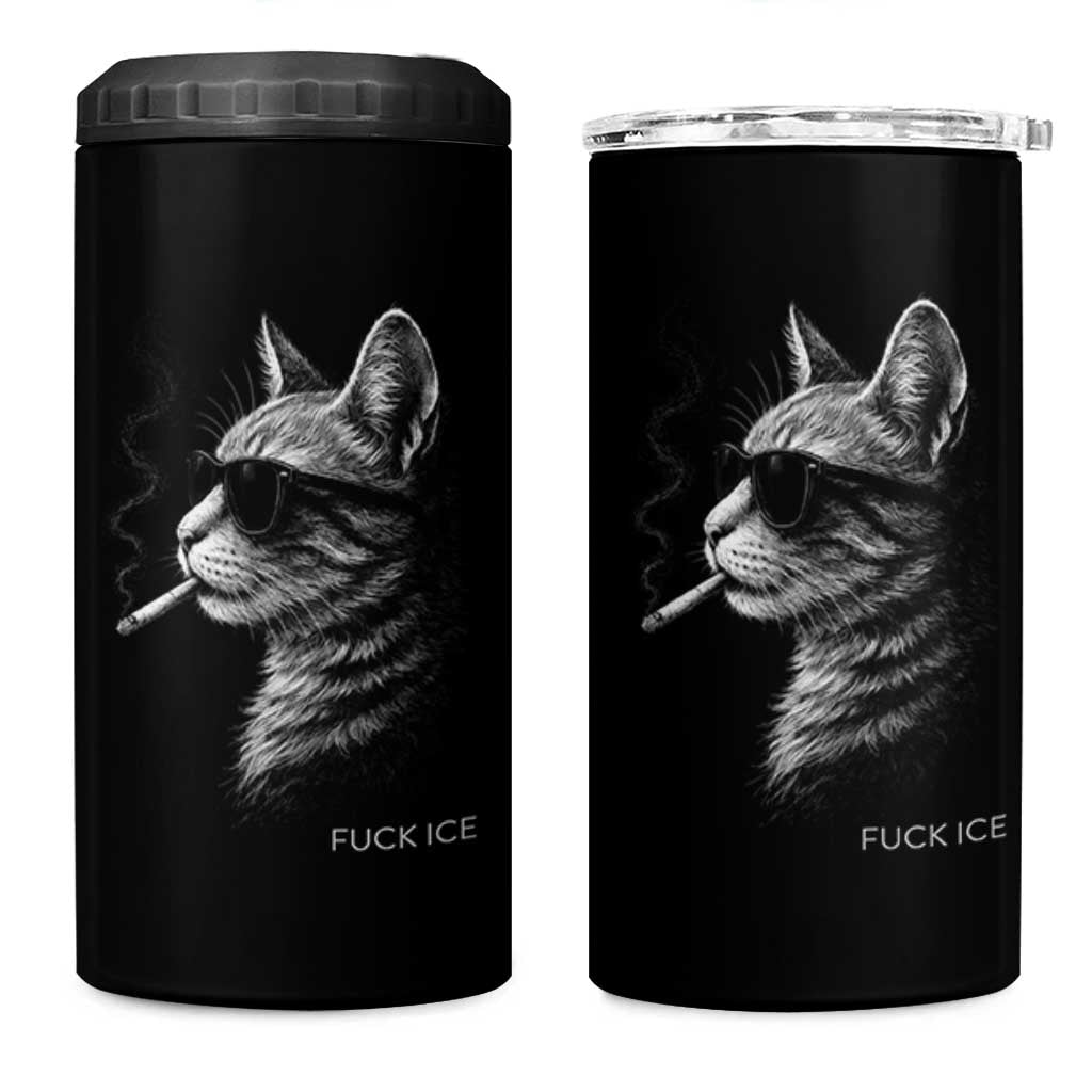 Fck Ice 4 in 1 Can Cooler Tumbler Funny Cat  Smoking Anti ICE Meme