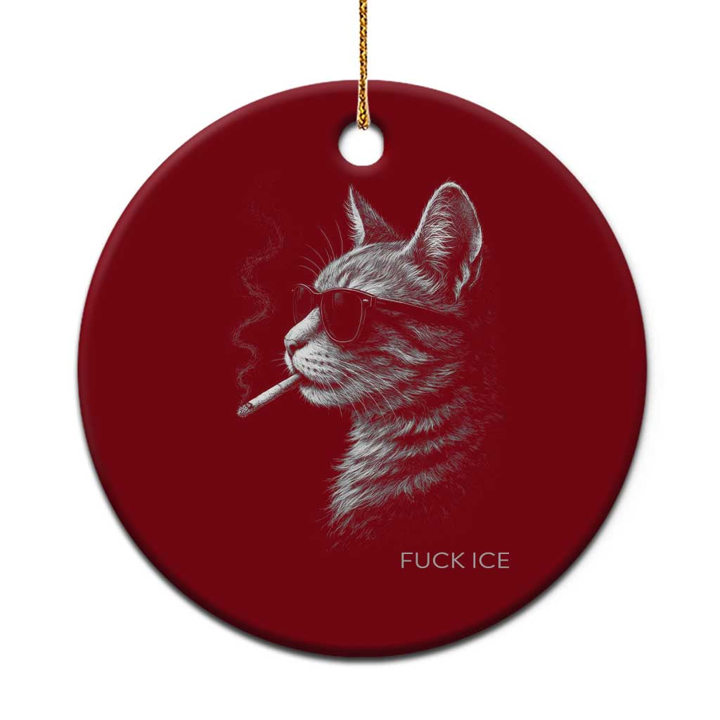 Fck Ice Ceramic Ornament Funny Cat  Smoking Anti ICE Meme