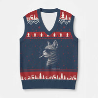 Fck Ice V-Neck Knit Sweater Vest Funny Cat  Smoking Anti ICE Meme